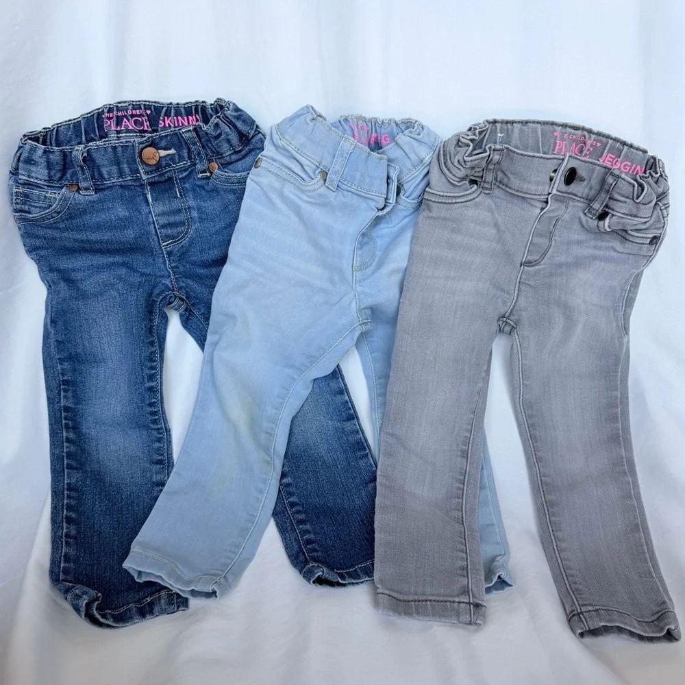 The Children's Place 3-Pack Skinny Jeggings - Dark Denim, Light Wash, Gray